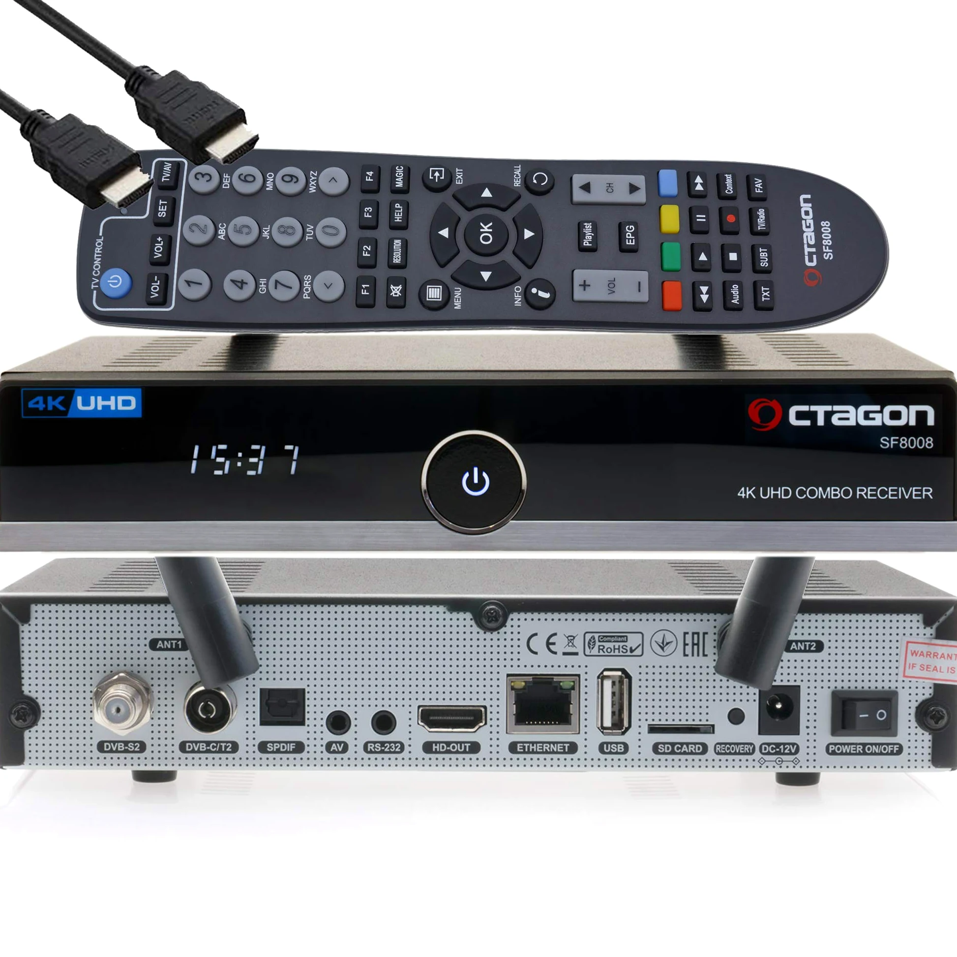 OCTAGON SF8008 Combo 4K DVB-S2X DVB-T2 Multistream UHD + gratis EasyMouse HDMI-Kabel