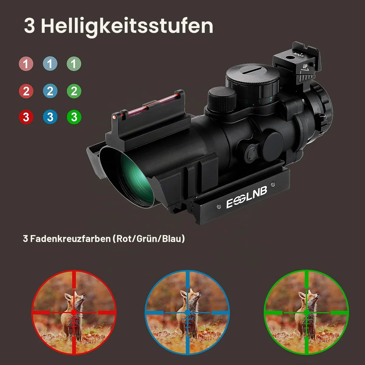 ESSLNB Zielfernrohr 4x32mm Airsoft Red Dot Visier Leuchtpunktvisier mit Fiberoptik und 11mm/22mm Montage für Luftgewehr Jagd Softair und Armbrust