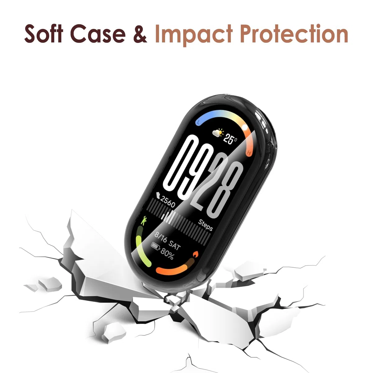 Simpeak 5-Stück Hülle Kompatibel mit Xiaomi Smart Band 10, Schutzhülle Leicht Weiche Silikon Ultradünne TPU Case - Schwarz, Transparent, Silber, Roségold, Rosa