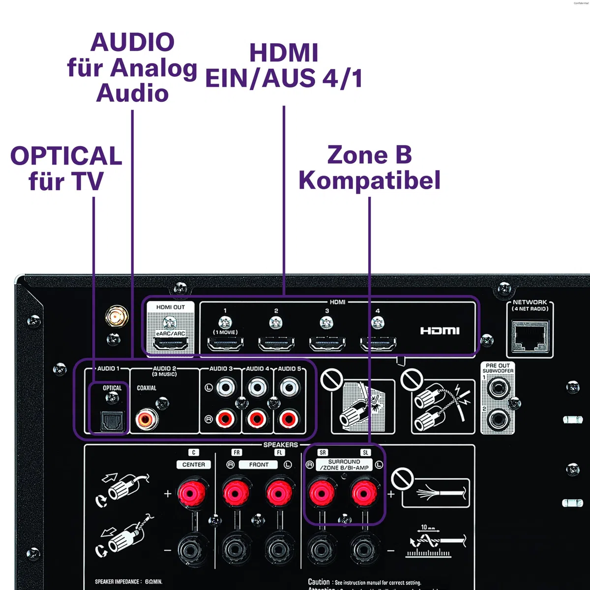 Yamaha RX-V4A Netzwerk-Receiver 5.2 Kanäle MusicCast Surround-Sound Gaming Funktionen Voice Control schwarz