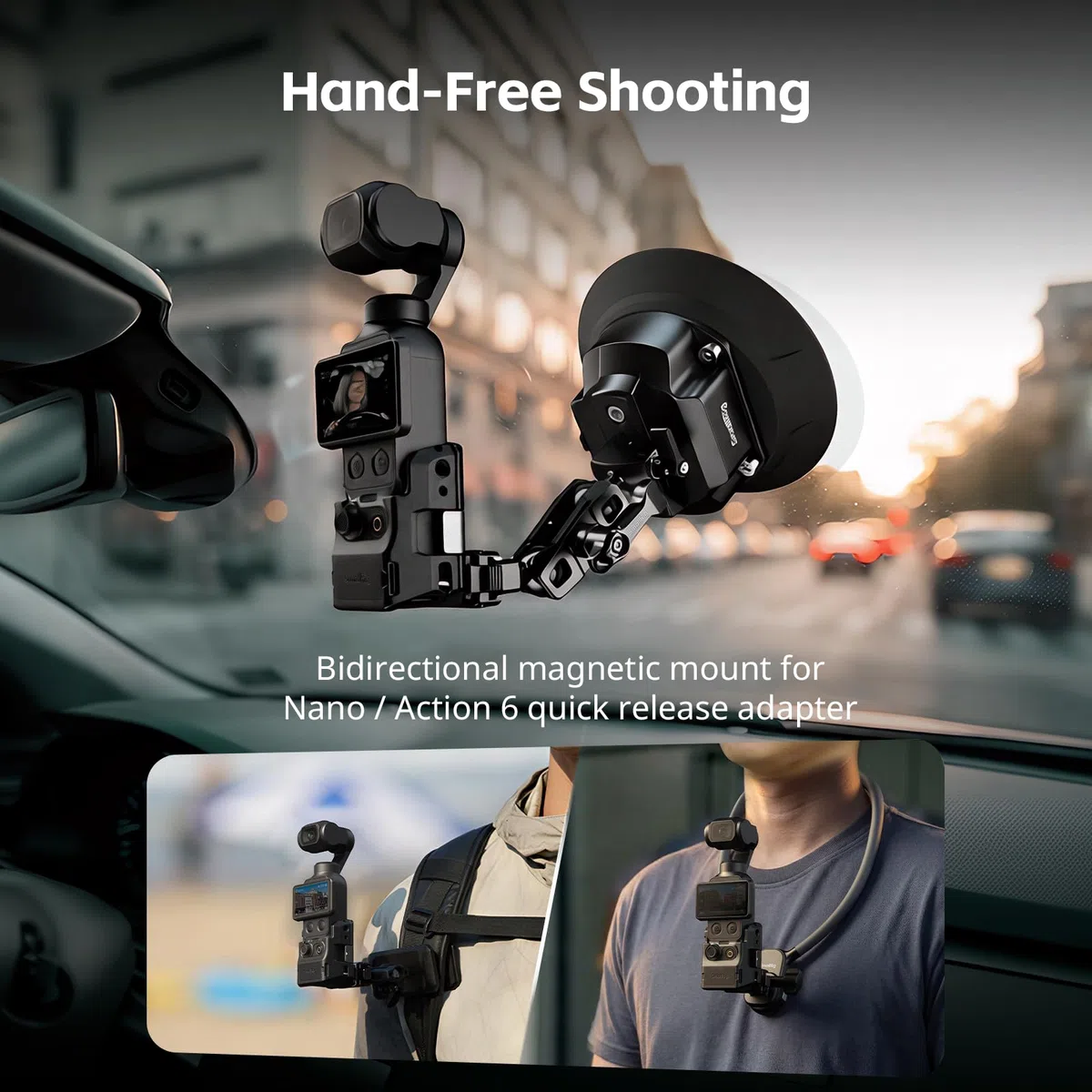 SMALLRIG Pocket 4/3 Aluminium-Schutzkäfig, Erweiterungsadapter-Zubehör für DJI Osmo Pocket 4/3, mit 1/4"-20-Gewindebohrungen, Blitzschuhhalterung, Magnetischen Schnellwechselschnittstellen - 6002