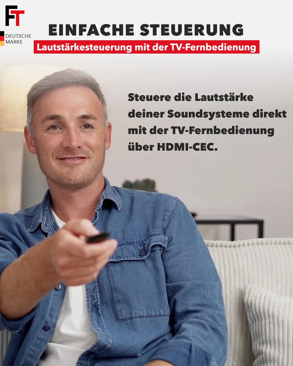 FeinTech HDMI ARC Audio Extractor Adapter für TV mit Lautstärke-Steuerung Cinch AUX Klinke 3.5mm