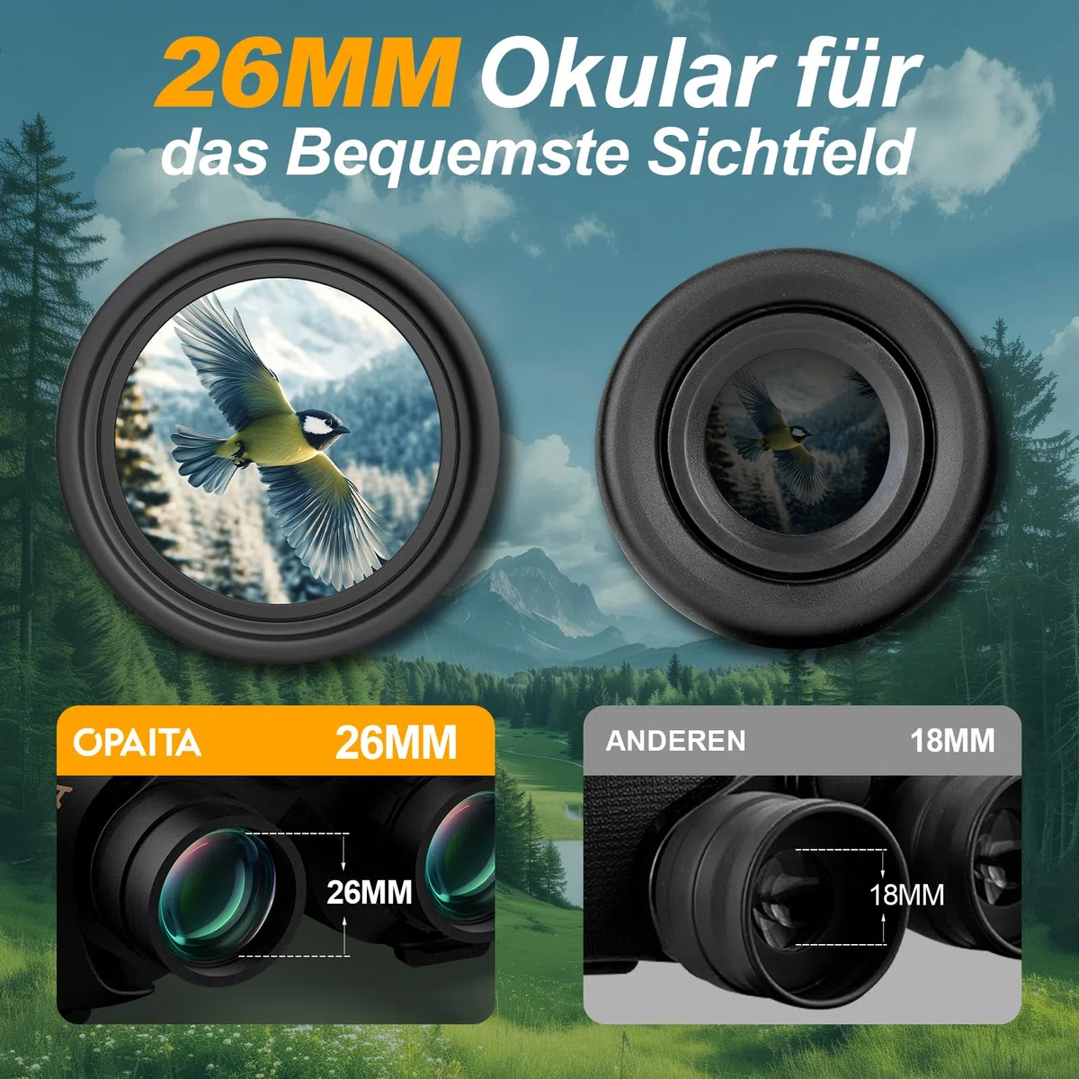 20x52 HD Fernglas für Erwachsene Jagd - Opaita Vogelbeobachtungs Ferngläser mit FMC-Objektiven - 26mm Großes Okular Clear View Fernglas - Profi Feldstecher für Wandern Kreuzfahrt Reisen