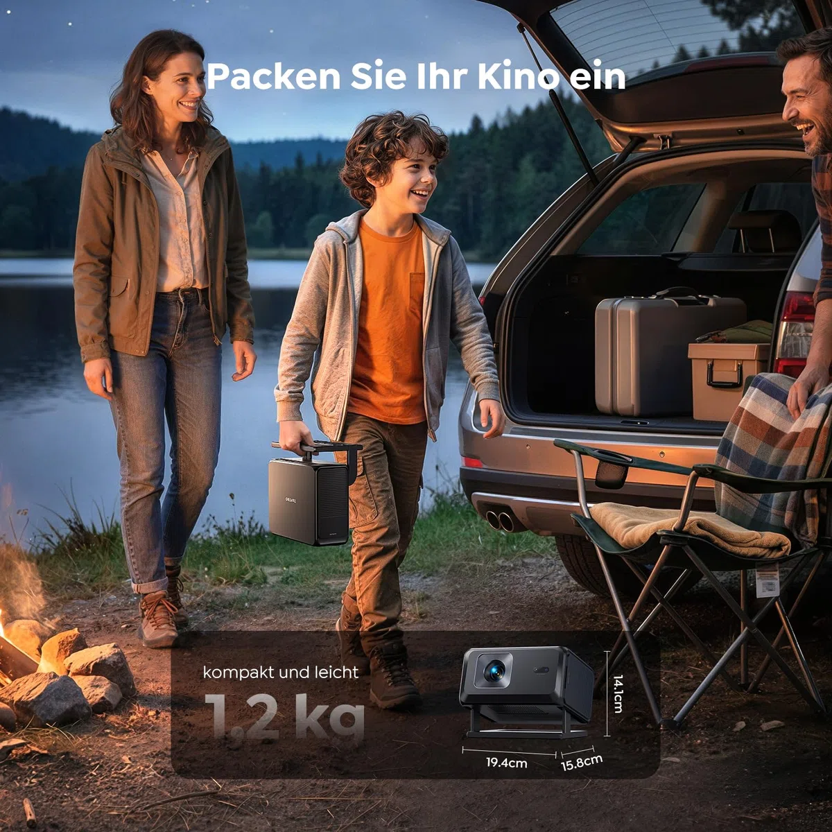 Google TV Beamer 4K Smart Heimkino 1080P FHD Autofokus Trapezkorrektur WiFi Bluetooth Tragbarer Projektor Drehständer