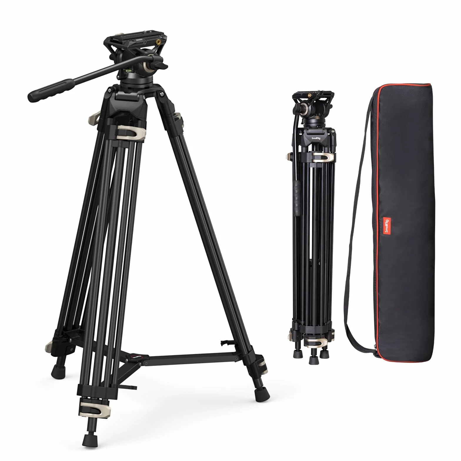 SMALLRIG Videostativ, 73-Zoll (186 cm) Heavy Duty Tripod Hochleistungs Stativ mit 360-Grad-Fluidkopf und Schnellwechselplatte für DSLR, Camcorder, Kameras, Belastbarkeit 8 kg - 3751B
