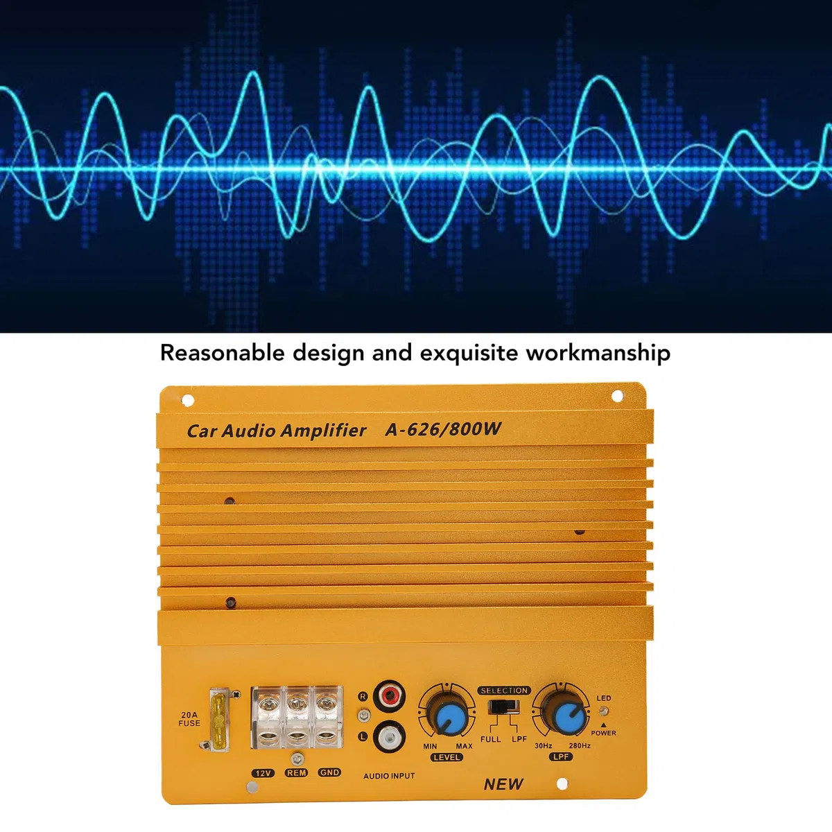 Bewinner 12V 800W Auto-Audio-Hochleistungsverstärker, Verstärkerplatine Leistungsstarke Bass-Subwooferplatine, Dynamischer Sound-Stereoverstärker für Fahrzeuge