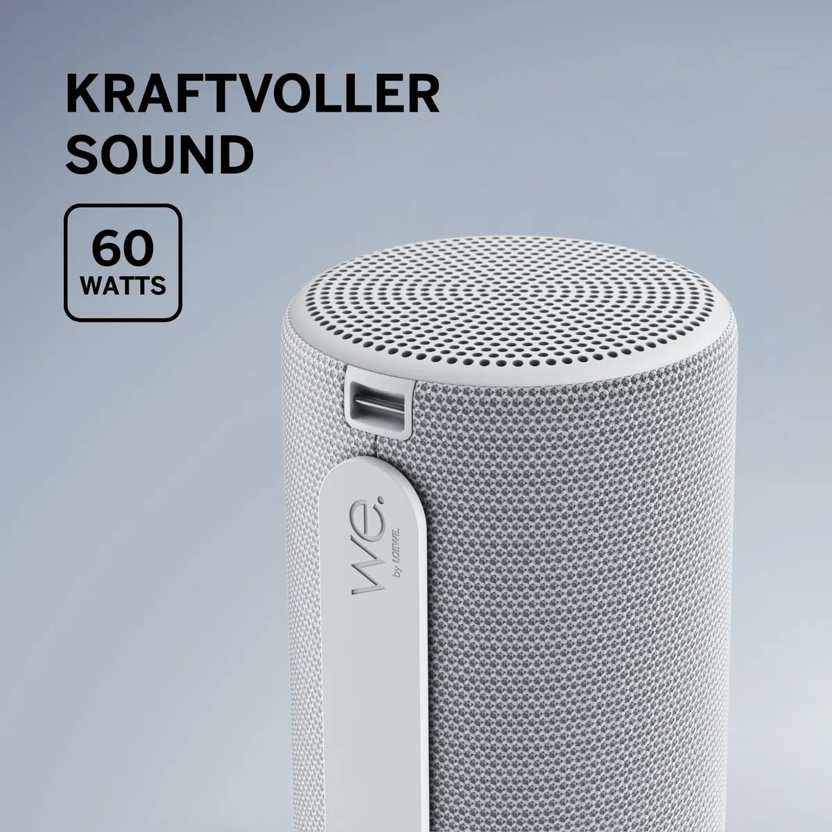 Loewe We. HEAR 2 Cool Grey, Bluetooth Lautsprecher, 60W, Wasserresistent, Tragbar, Aufladbar, 17h Lange Akku Laufzeit, für Outdoor und Indoor