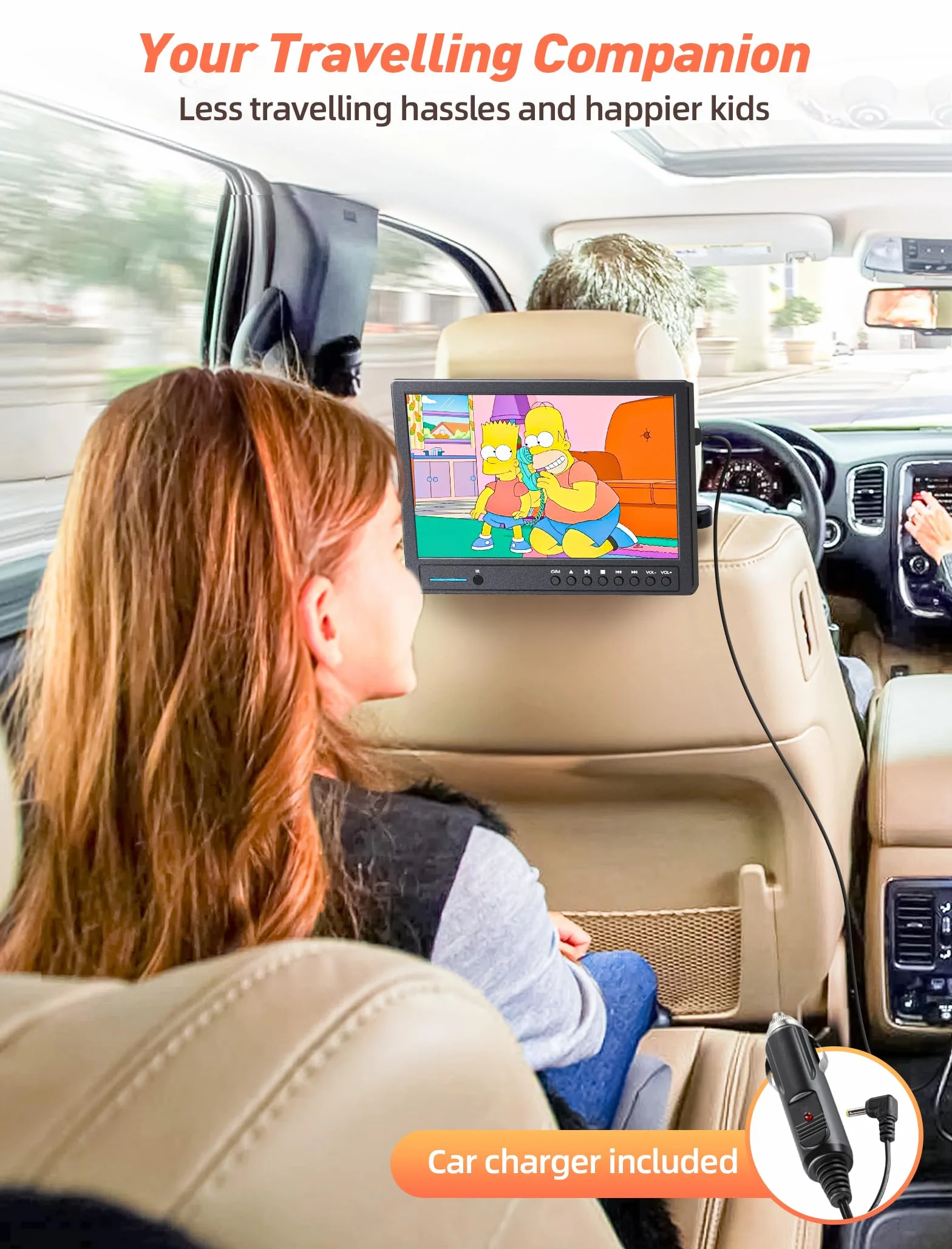 Arafuna 12,5 Zoll DVD Player Auto mit Kopfhörer, Tragbarer DVD Player Videogeräte für Kopfstützen mit Kopfstützenhalterung, Auto Fernseher Saugnapf-Disc-Eingang, unterstützt 1080P-Video