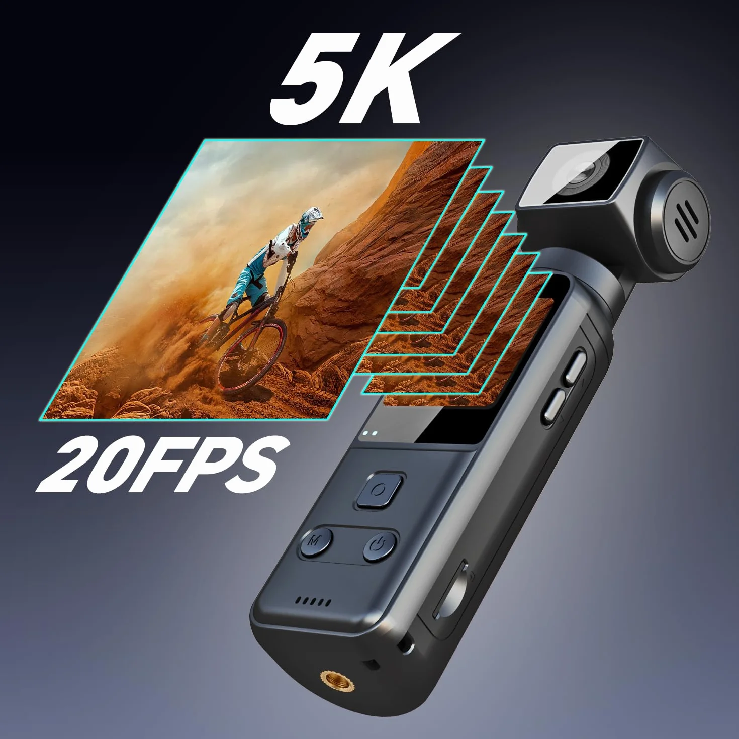Bodycam Körperkamera mit 270° drehbarem Objektiv, 5K Vlog Kamera mit EIS für POV-Aufnahmen, Reisen und Alltag, inkl. Clip, externem Mikrofon, 64 GB Speicherkarte und wasserdichtem Gehäuse
