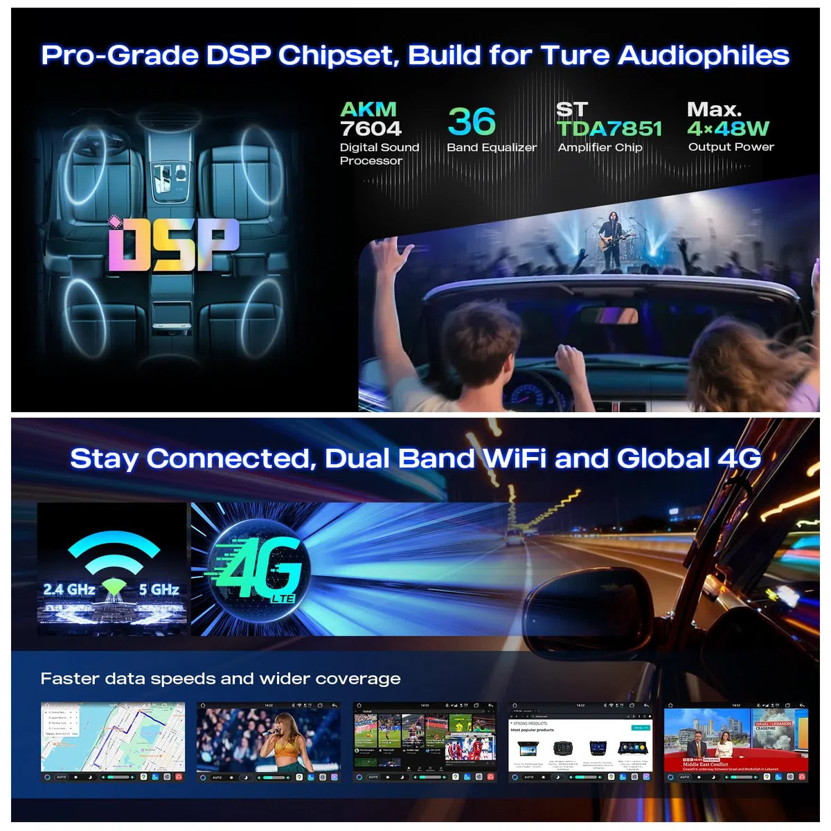 XTRONS Android 14 Autoradio Octa Core 8+128GB für Audi A3 S3 RS3 8-Zoll-IPS-QLED-Bildschirm Integriertes 4G LTE DSP Bluetooth WiFi Car Play Android Auto GPS Optional DAB OBD TPMS