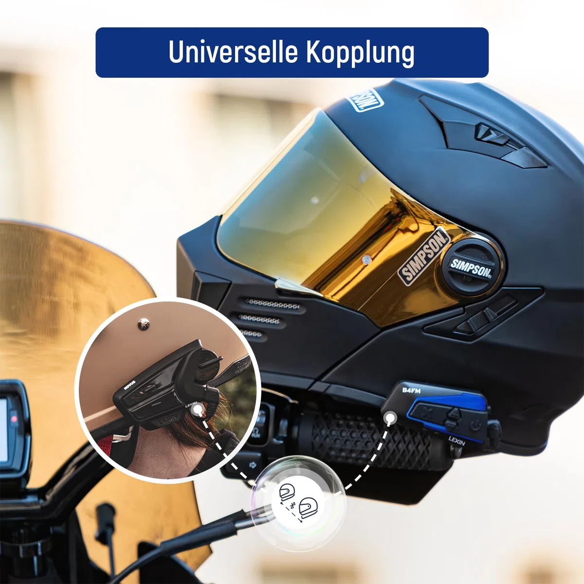 LEXIN B4FM Motorrad Intercom, Helm Headset für bis zu 10 Motorräder mit 2000m Reichweite, DSP und CVC Geräuschunterdrückung Motorradhelm Kommunikationssystem mit Musikteilen Funktion