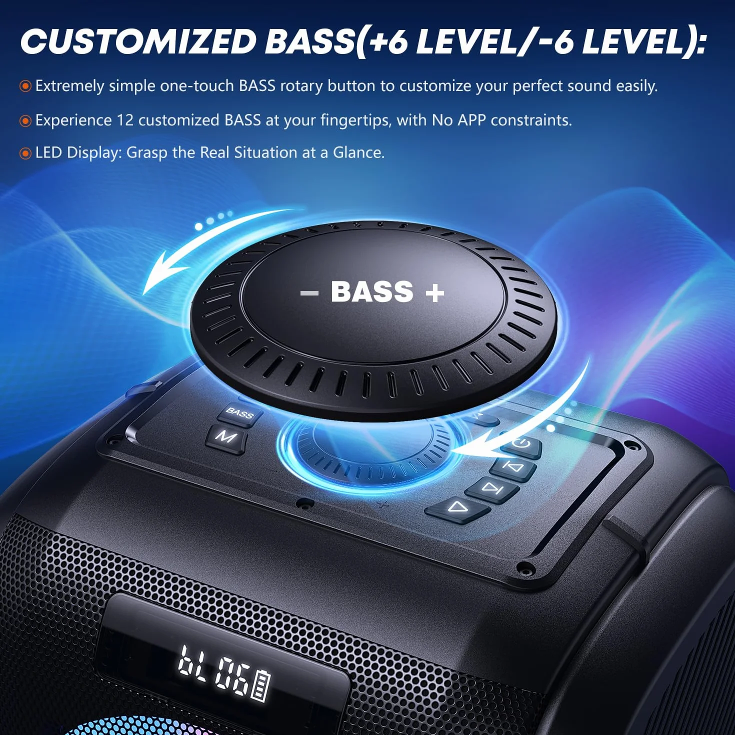 W-KING 270W PEAK Musikbox Bluetooth Lautsprecher Box Groß-Lautesten Party Boom Box Stereo Outdoor, Huge 125dB/12 Custom-Bässe/2*16,5CM-Woofers-Natür Super Bass/MIC>R IN/USB/TF/AUX,Herausnehmbar Akku
