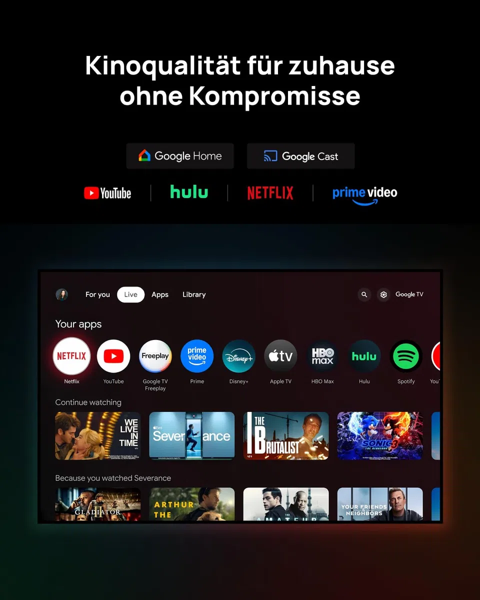 XGIMI Horizon 20 Pro 4K RGB Triple Laser Beamer, 4100 ISO Lumen, Google TV, Netflix, Optischer Zoom, Lens Shift, IMAX Enhanced, Dolby Vision, 20000:1 Kontrast, 300" Display