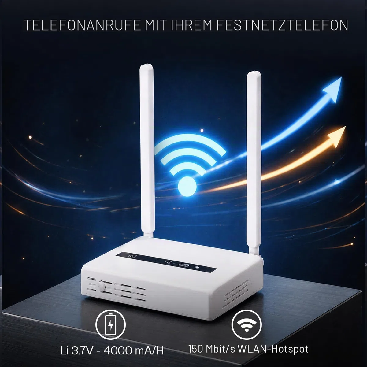 Geemarc CL2000 – zum Verbinden von Festnetztelefonen mit dem 4G-Mobilfunknetz – benötigt eine SIM-Karte zum Betrieb – kann als WLAN-Zugangspunkt dienen
