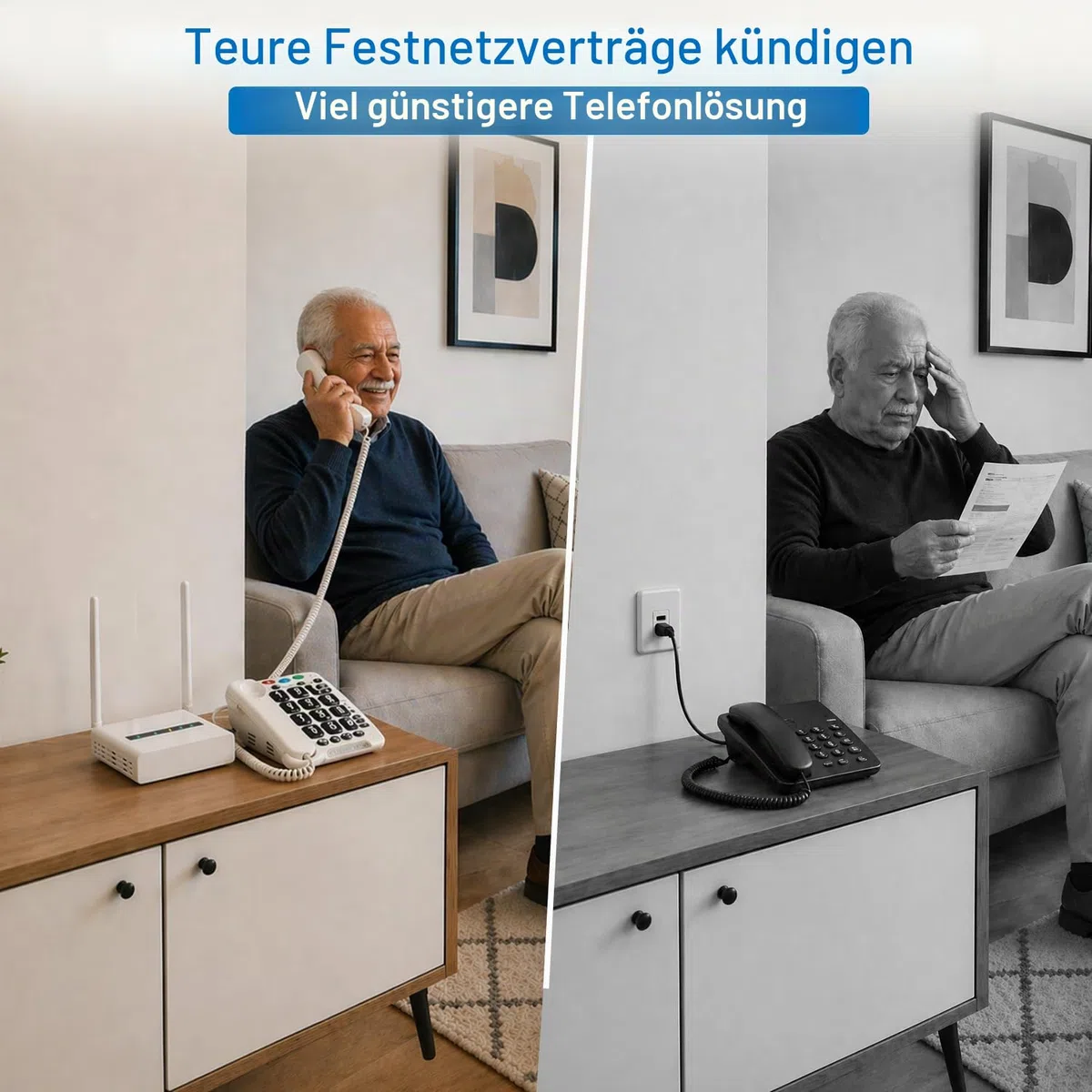 Geemarc CL2000 – zum Verbinden von Festnetztelefonen mit dem 4G-Mobilfunknetz – benötigt eine SIM-Karte zum Betrieb – kann als WLAN-Zugangspunkt dienen
