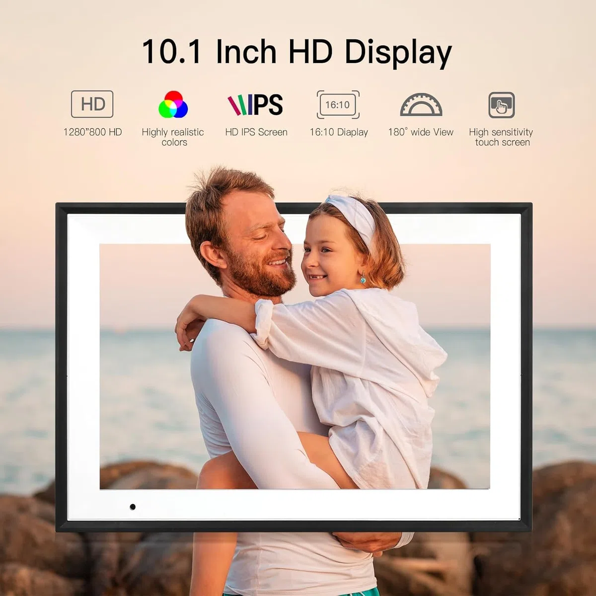 Humblestead Digitaler Bilderrahmen 10,1 Zoll 32GB WiFi 1280x800 HD Touchscreen Schwarz