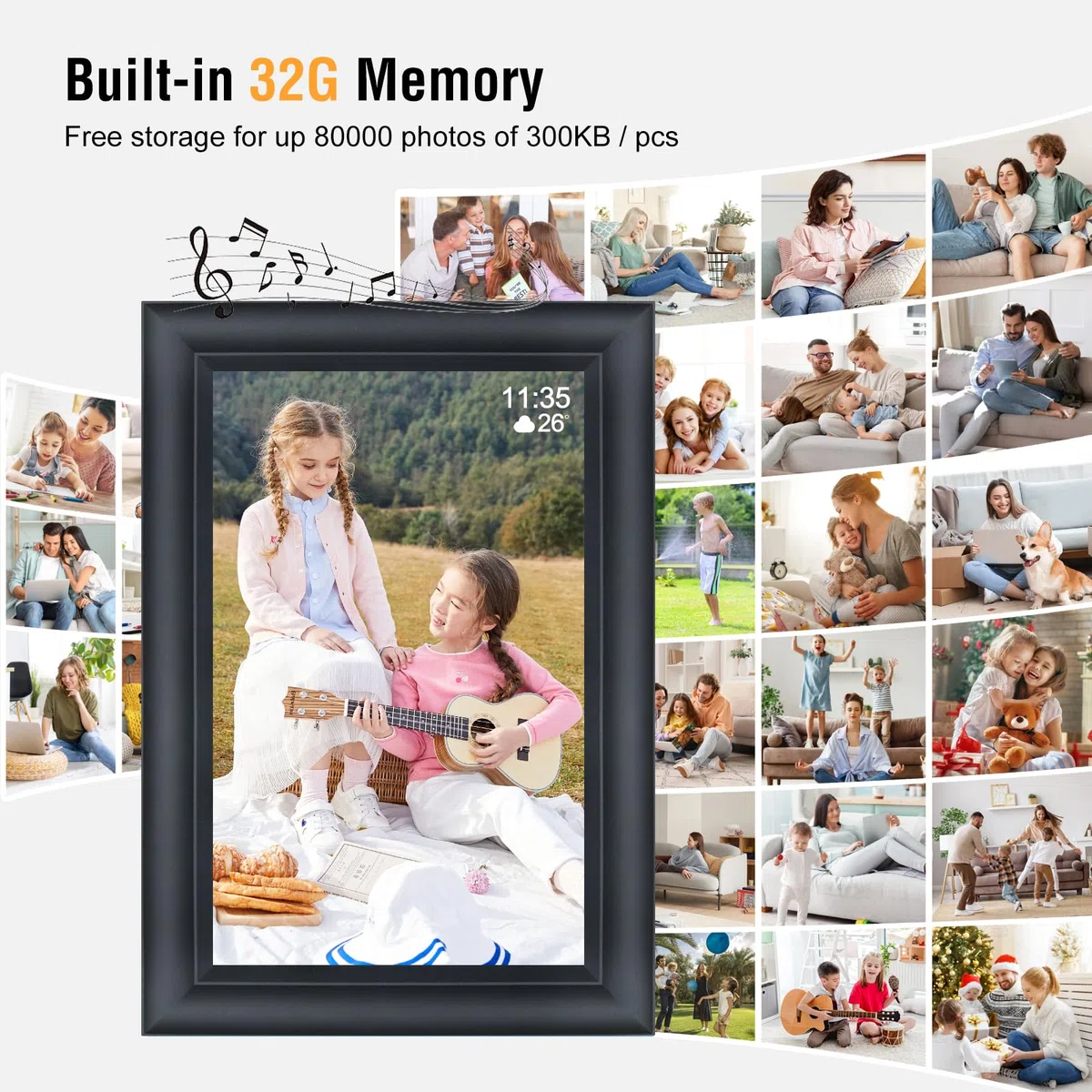 TSITSC 10,1 Zoll WiFi Digitaler Bilderrahmen, 1280x800 HD IPS Touchscreen Elektronischer FotoRahmen mit 32GB Speicher, Auto-Rotate, Fotos/Videos sofort über Frameo APP Teilen
