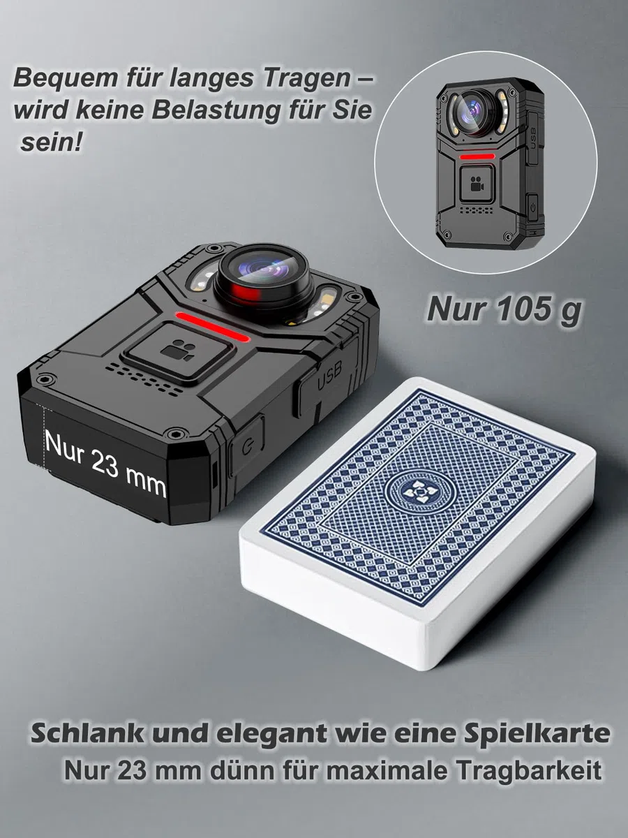 SPIKECAM Echte Body Cam 4K, Bodycam Körperkamera Mini 4K mit OTG, SOS-Alarm, Taschenlampe, Audio- und Videoaufnahme, Handy Body Camera für Polizei- und Sicherheitsdienste, 64GB