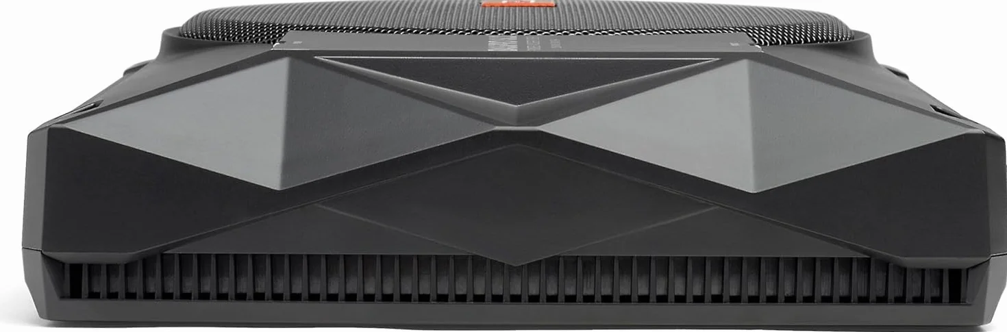 JBL BassPro SL2 Aktiv Subwoofer Auto Set - Car hifi Untersitz Bassbox Gehäuse mit Bassreflex Woofer box groß 200mm und 125 Watt aktiver Verstärker, Schwarz, 44