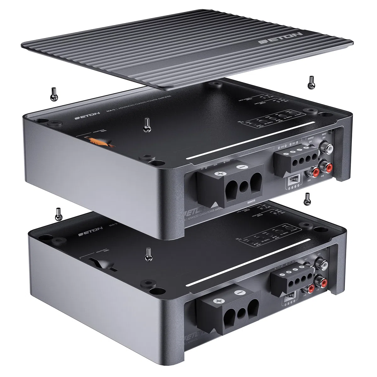 ETON MA 2 – kompakter 2 Kanal Verstärker, leistungsstarke digitale Mini Endstufe für Autos und Reisemobile, Class D Amp mit 2 x 190 W