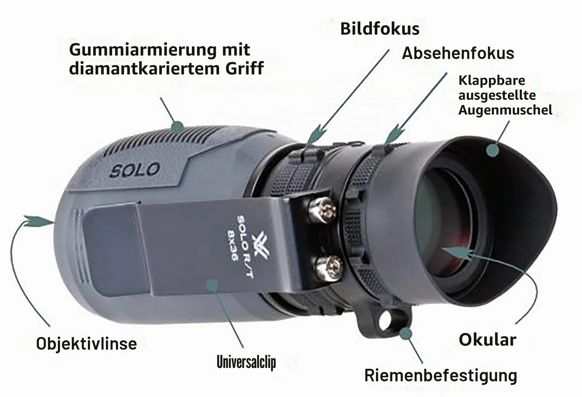 Vortex Solo Tactical R/T 8X36 Monocular with Reticle Focus, SOL-3608-RT, Schwarz, 8x36 R/T