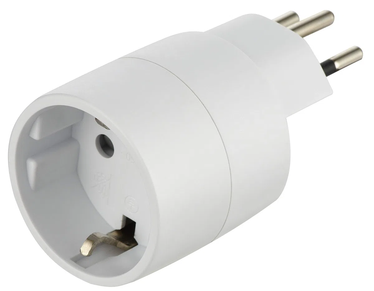 Electraline 70040 Reiseadapter (Schuko) 2 Europa in die 3 Pins Schweiz, weiß
