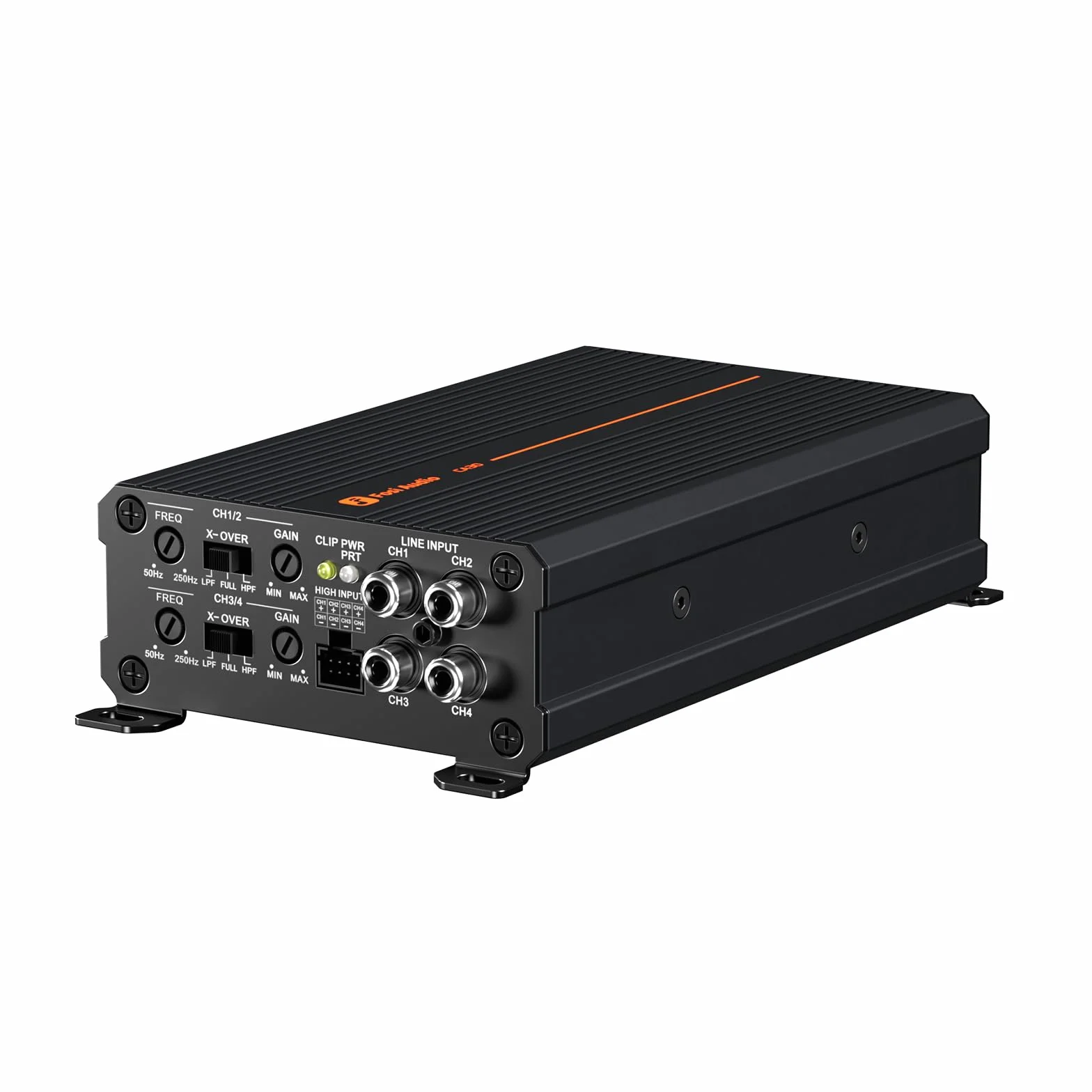 Fosi Audio CA30 4-Kanal-Autoverstärker, Klasse D Endstufe Unabhängige Frequenzweiche, Cinch-/Hochausgang, 88% Wirkungsgrad, 100W x 4 bei 4 Ω/320 W gebrückt,HPF/LPF Filter, 12V Auto HiFi Verstärker