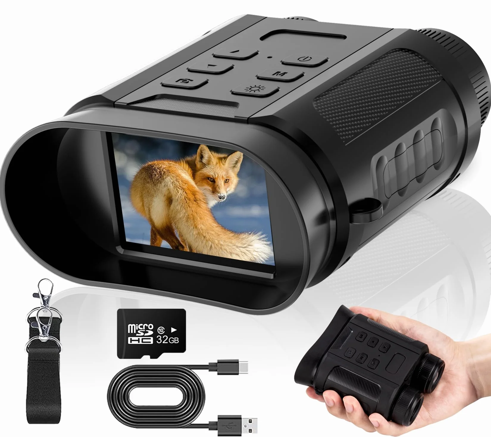 4K 48MP Nachtsichtgerät, 2.4" HD Digital Infrarot Fernglas Nachtsicht mit 7 Stufen Infrarot, 2500mAh Wiederaufladbares, 8X Digitalzoom für Wildtierbeobachtung, Camping