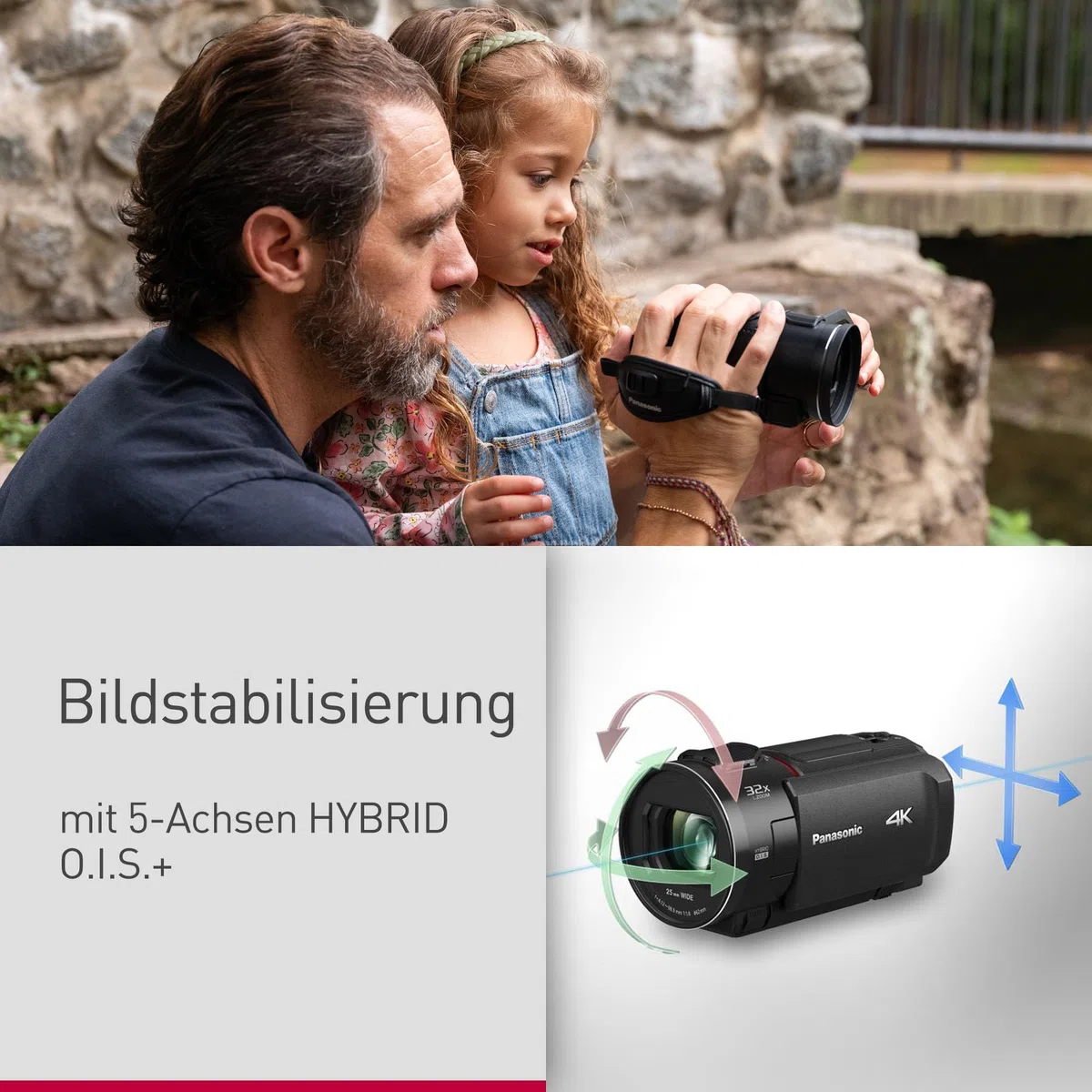 Panasonic HC-VX3E-K 4K-Camcorder, Video (25p), 25-mm-F1.8-Weitwinkelobjektiv, 24-facher optischer Zoom, Hybrid OIS+, HDR, Zoom-Mikrofon, Touchscreen, kreative Funktionen, Schwarz