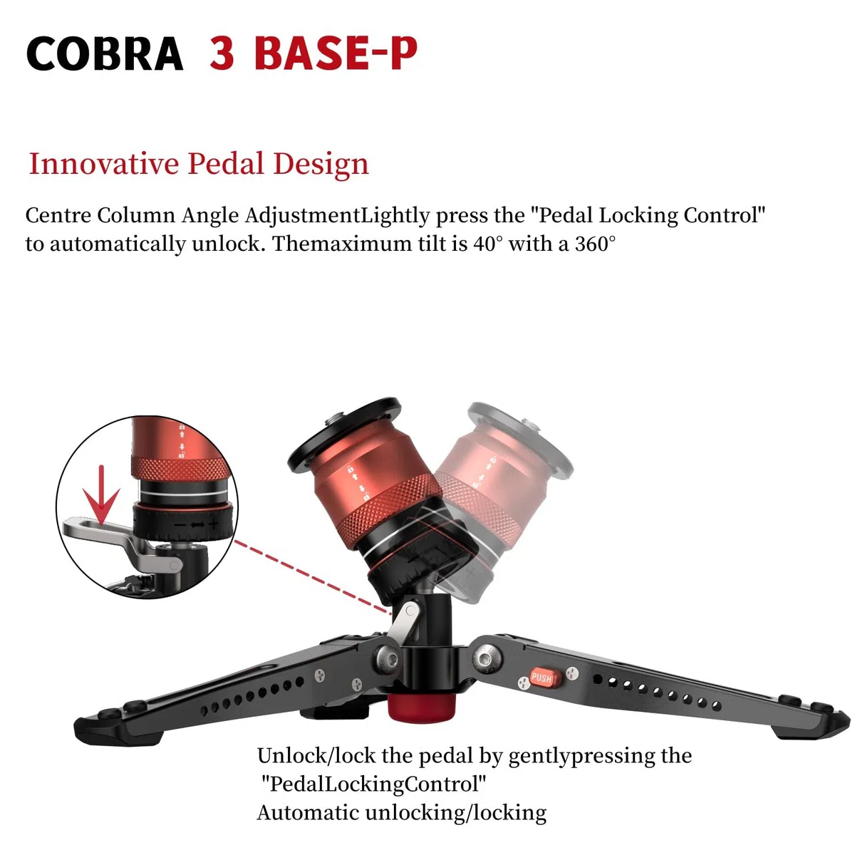 IFOOTAGE Cobra 3 Base-P,Tragbares Mini-Tischstativ für Cobra 2 Einbeinstativ, Innovatives Pedaldesign,Schnellwechselplattform