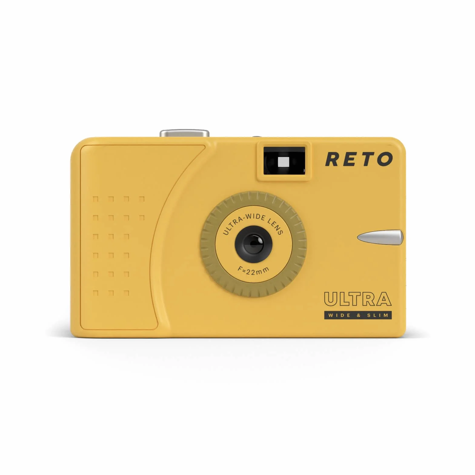 RETO Ultra Wide und Slim 35 mm Wiederverwendbare Tageslicht-Filmkamera – 22 mm Weitwinkelobjektiv, fokusfrei, leicht, einfach zu bedienen (schlammgelb)