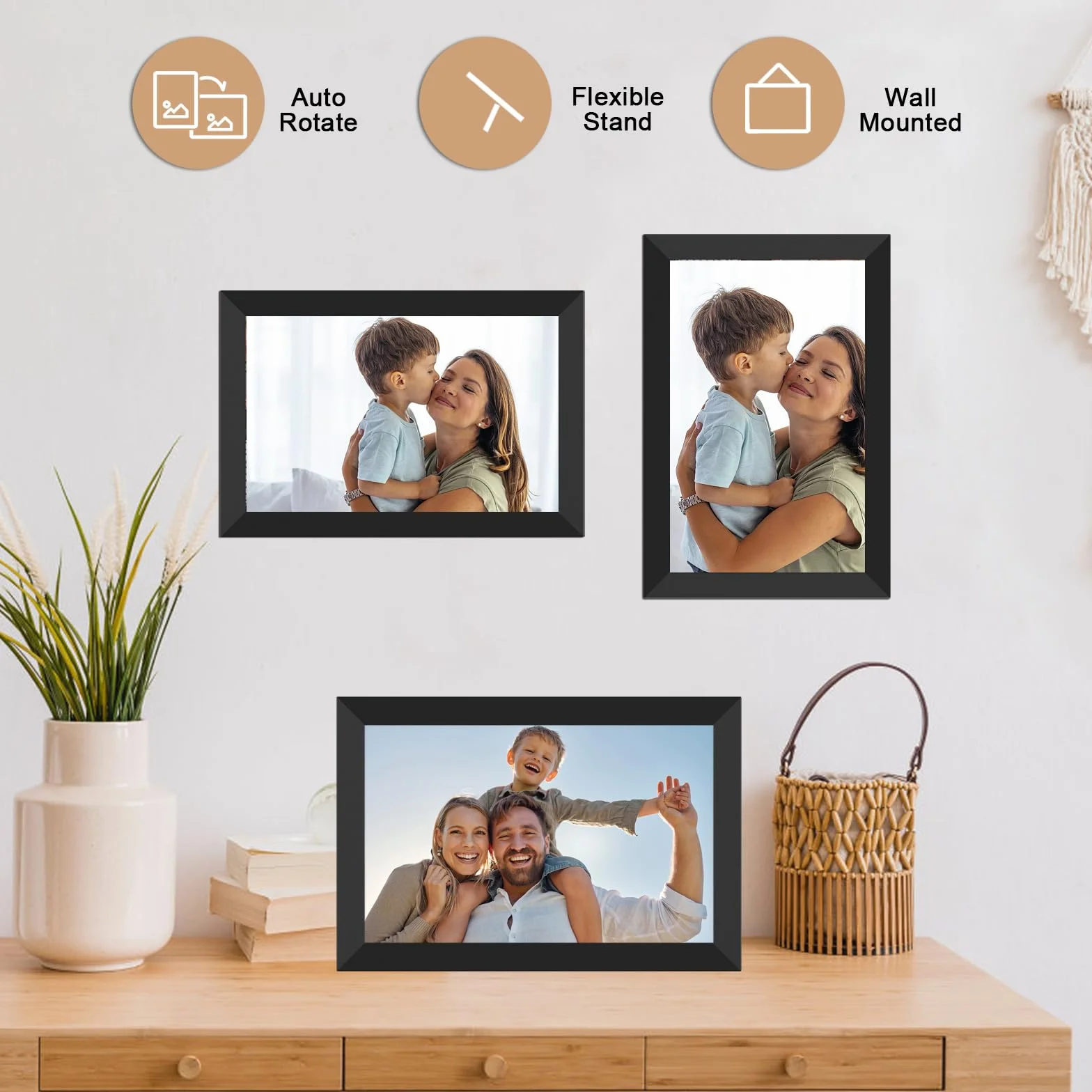 AKImart FRAMEO Digitaler Bilderrahmen WiFi 32GB Digitaler Fotorahmen 10,1 Zoll 1280x800 IPS LCD-Touchscreen Smart Cloud-Fotorahmen Mit Automatischer Drehung Momente Sofort Über Die Frameo-App Teilen