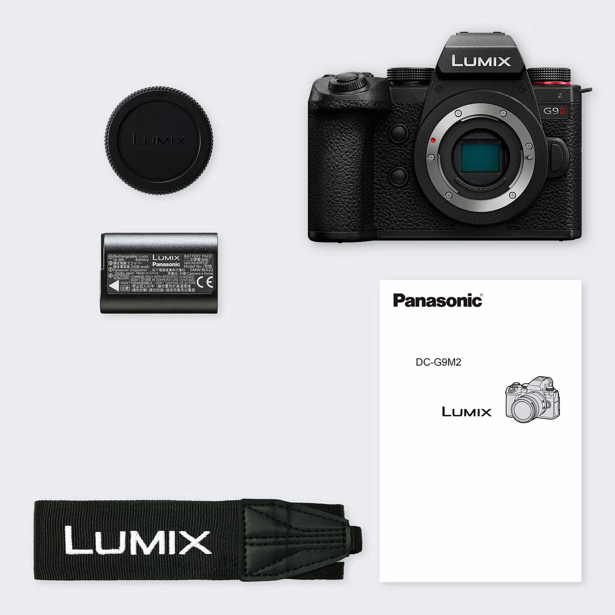 Panasonic LUMIX DC-G9M2E Micro Four Thirds spiegellose Kamera, 25,2MP, 4K 120p/100p & 5,7K 30p/25p, Phasen-Hybrid-AF, 5-Achsen-BIS, OLED LVF, WLAN, Bluetooth, HDMI, nur Gehäuse, Schwarz
