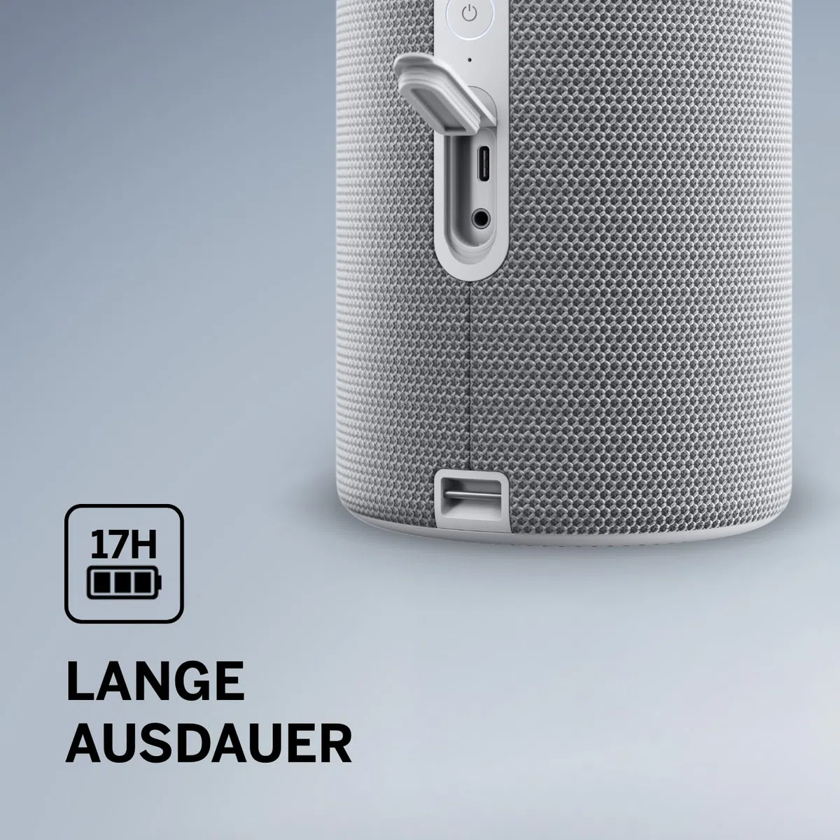 Loewe We. HEAR 2 Cool Grey, Bluetooth Lautsprecher, 60W, Wasserresistent, Tragbar, Aufladbar, 17h Lange Akku Laufzeit, für Outdoor und Indoor