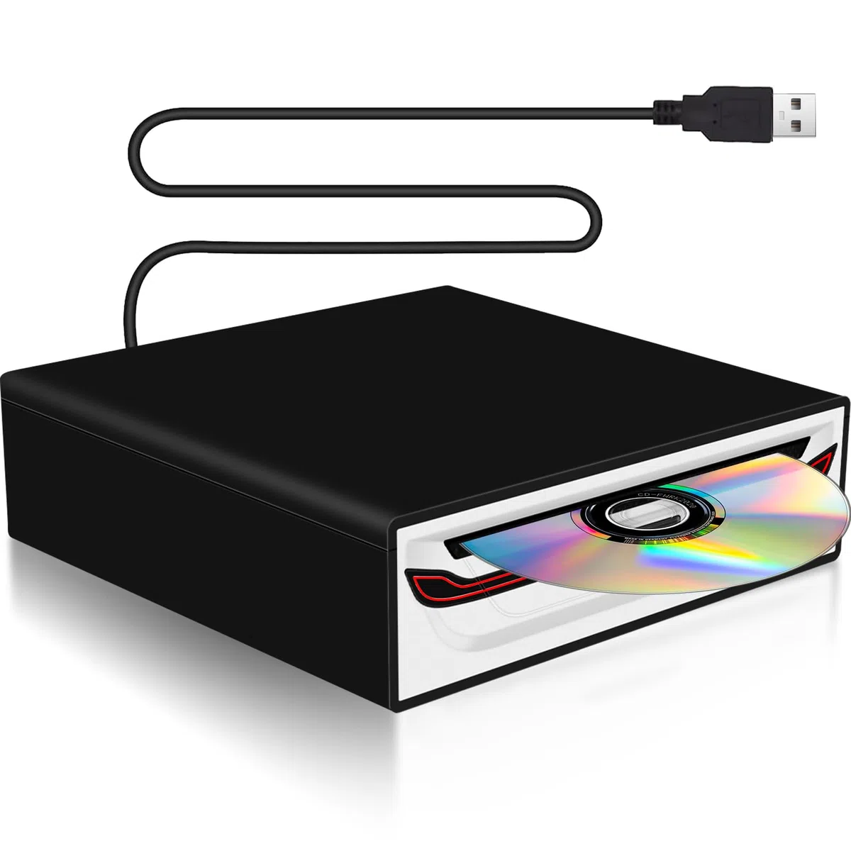 NHOPEEW Externer USB-CD-/DVD-Player für Auto, Laptop und Smart-TV – Plug & Play USB 2.0, Stoßschutz, kompatibel mit Android-Tablets, inklusive USB-Kabel und Halterung