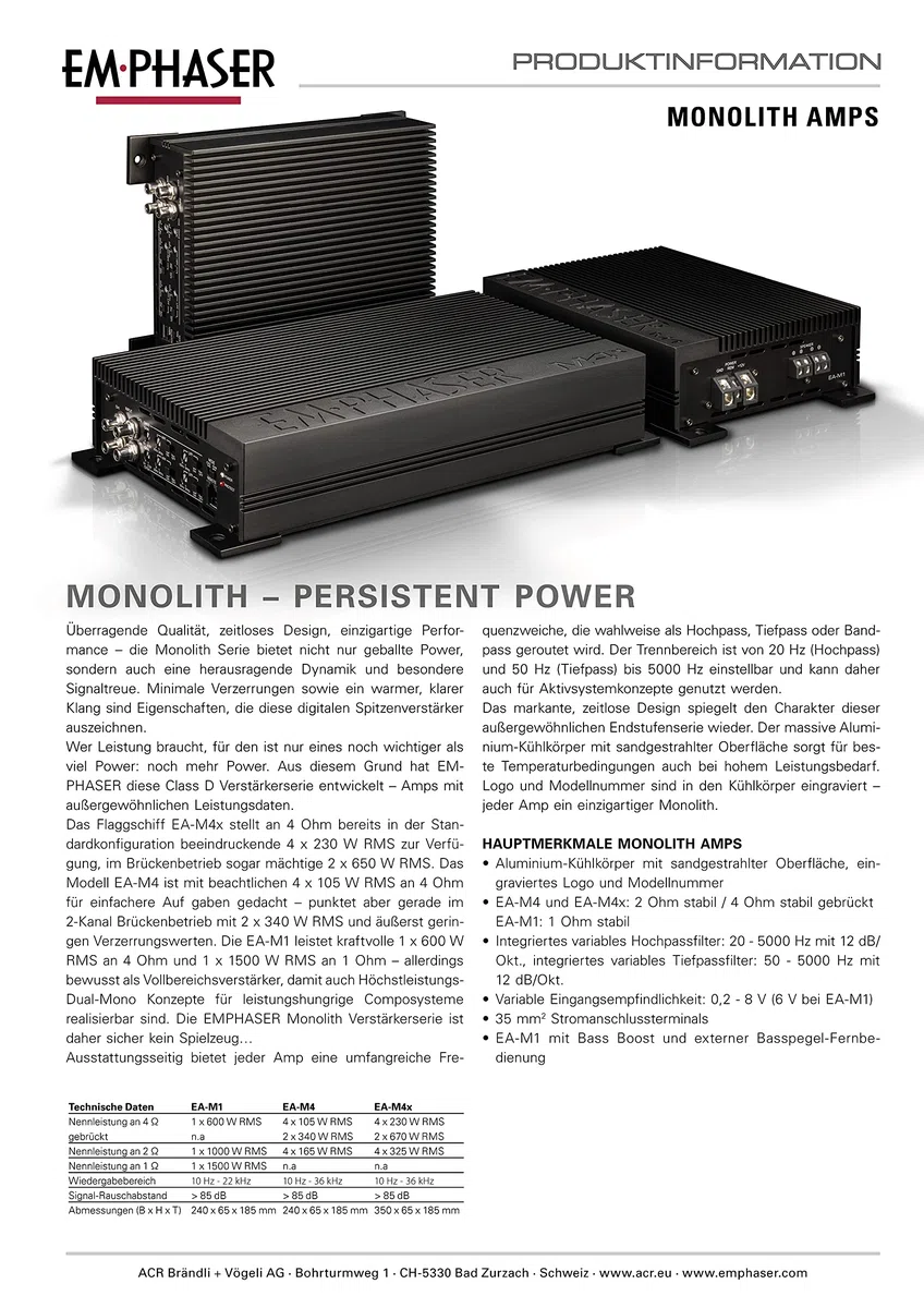 EMPHASER EA-M4x – High-Performance 4-Kanal Digital Verstärker, Class-D Endstufe, leistungsstarker Amp für Autos, 4 x 234 W RMS