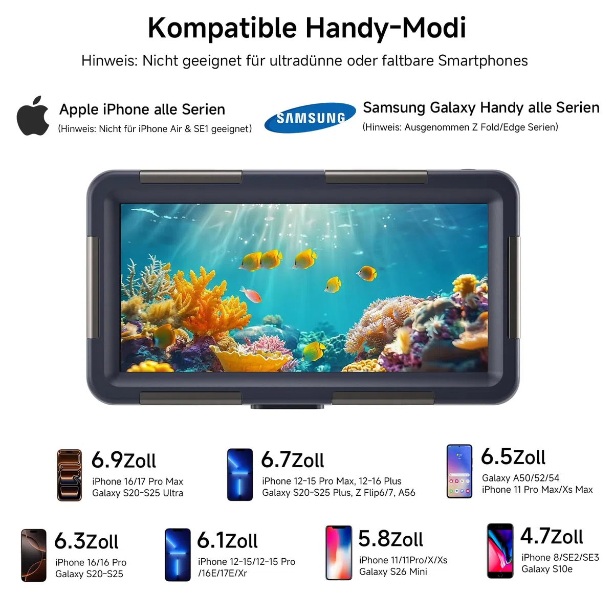 IP68 Unterwasser Handyhülle 15m wasserdicht kompatibel mit iPhone 17 Pro Max Samsung Galaxy S25 Ultra Xiaomi