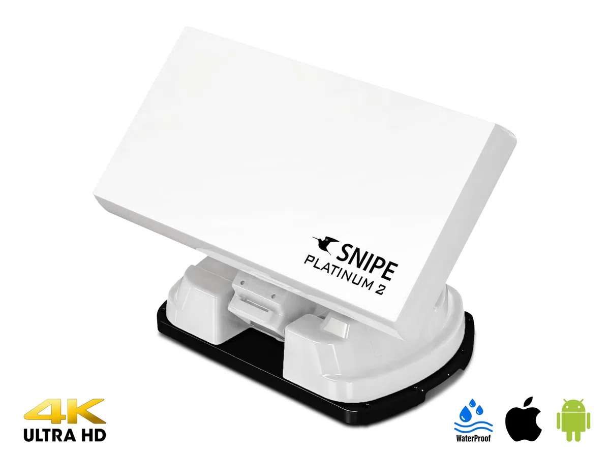 Selfsat Snipe Platinum 2 - Single - Vollautomatische Satellitenantenne, Campingantenne mit BT Fernbedienung und iOS/Android Steuerung, GPS, Flachantenne, PLL-LNB
