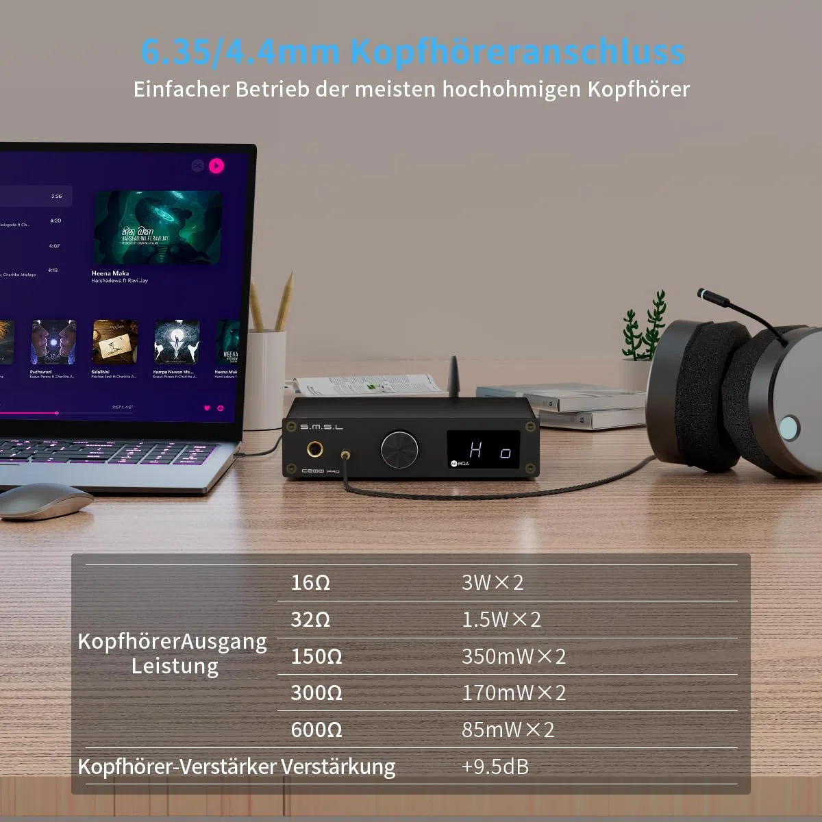 SMSL C200 PRO LDAC Kopfhörerverstärker ES9039Q2M XU-316 DSD512 32Bit/768kHz DAC USB-C Optisch Koaxial Bluetooth 4,4mm 6,35mm RCA TRS
