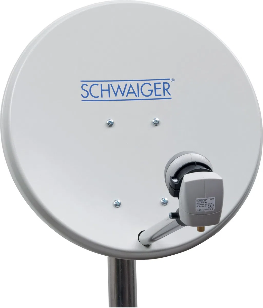 SCHWAIGER SAT-Anlage Komplett-Set digital Satelitenschüssel Single LNB Satelliten-Kabel 10m SAT-Finder Sat Antenne Stahl 40cm inkl. Montagezubehör Sat-Schüssel klein 1-Teilnehmer-Anlage