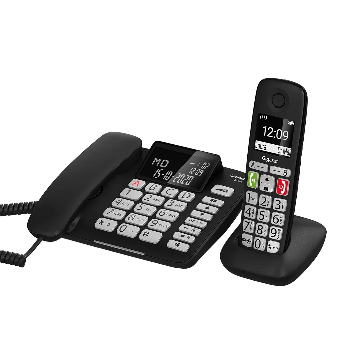 Gigaset DL780 Plus Kombi-Set schnurgebundenes Telefon & Mobilteil, extralaut Hören, hörgerätekompatibel, gemeinsames Telefonbuch, schwarz