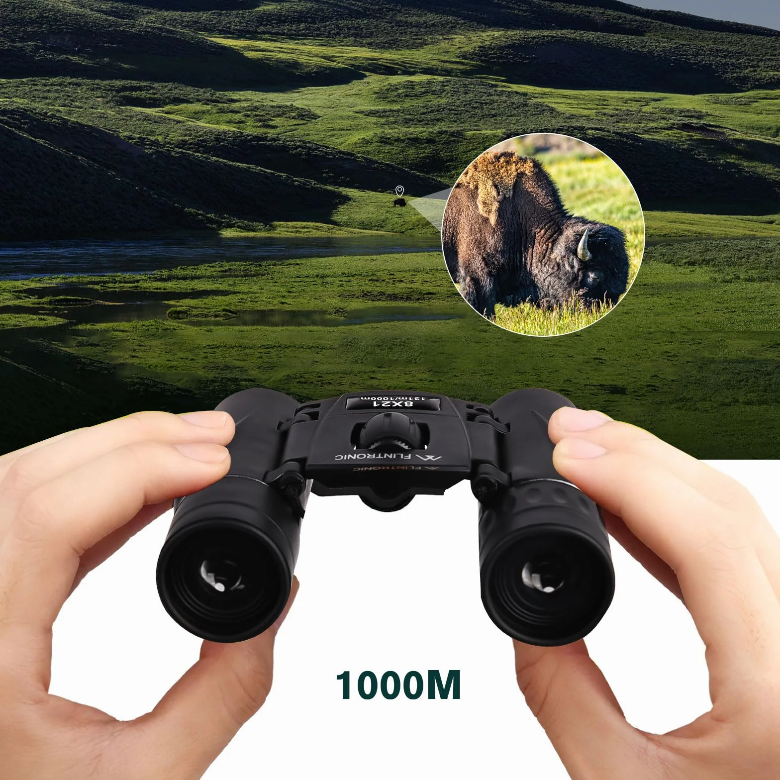 Flintronic 8x21 Kompakt Mini-Fernglas HD Ferngläser Leichtes Faltteleskop für Erwachsene Jagd Vogelbeobachtung