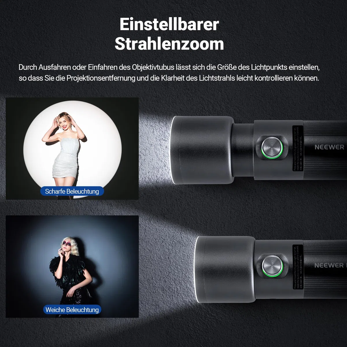NEEWER Basics Taschenlampe für Fotografie, FL10 RGB LED Spotlight, 10W 6300K gemustertes Umgebungslicht aus Aluminium, 7500mAh/4 Farben/20 GOBO Filter/CRI95+, USB Sunset Video Fülllicht für Fotostudio