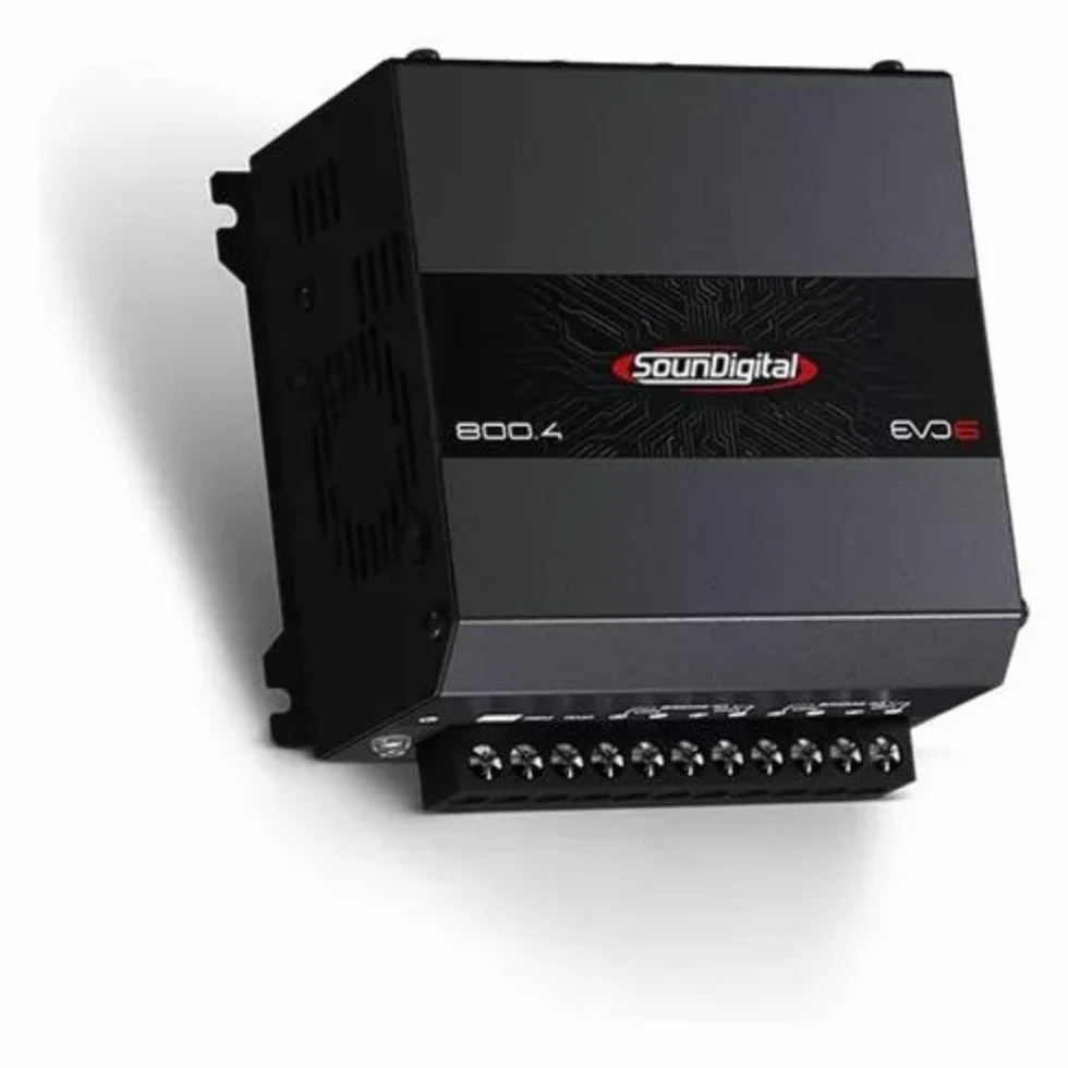 SounDigital 800.4 EVO 6.0 4‑Kanal Auto Verstärker | 800W RMS Endstufe | 4 Ohm | High‑/Low‑Pass Filter | Cinch Eingang | Kompakte Car‑HiFi Endstufe