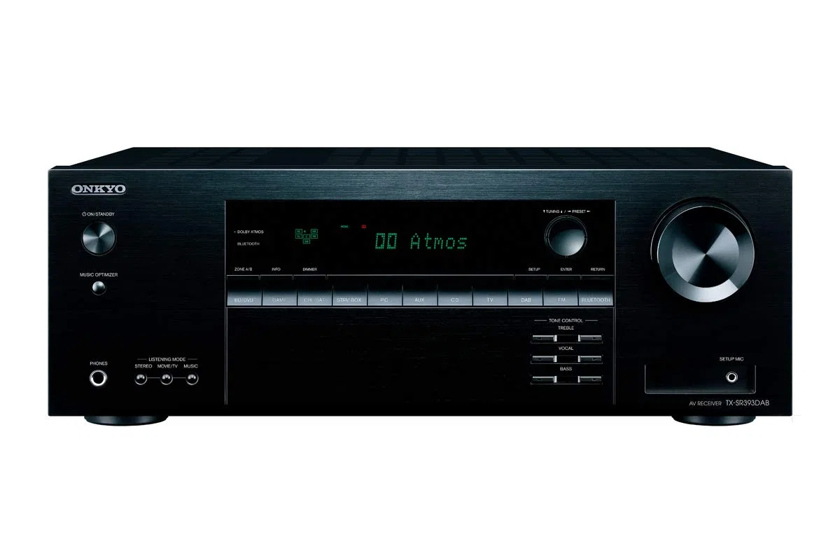 Onkyo TX-SR393DAB 5.2-Kanal AV Receiver Bluetooth DTS:X Dolby Atmos DAB+ Schwarz