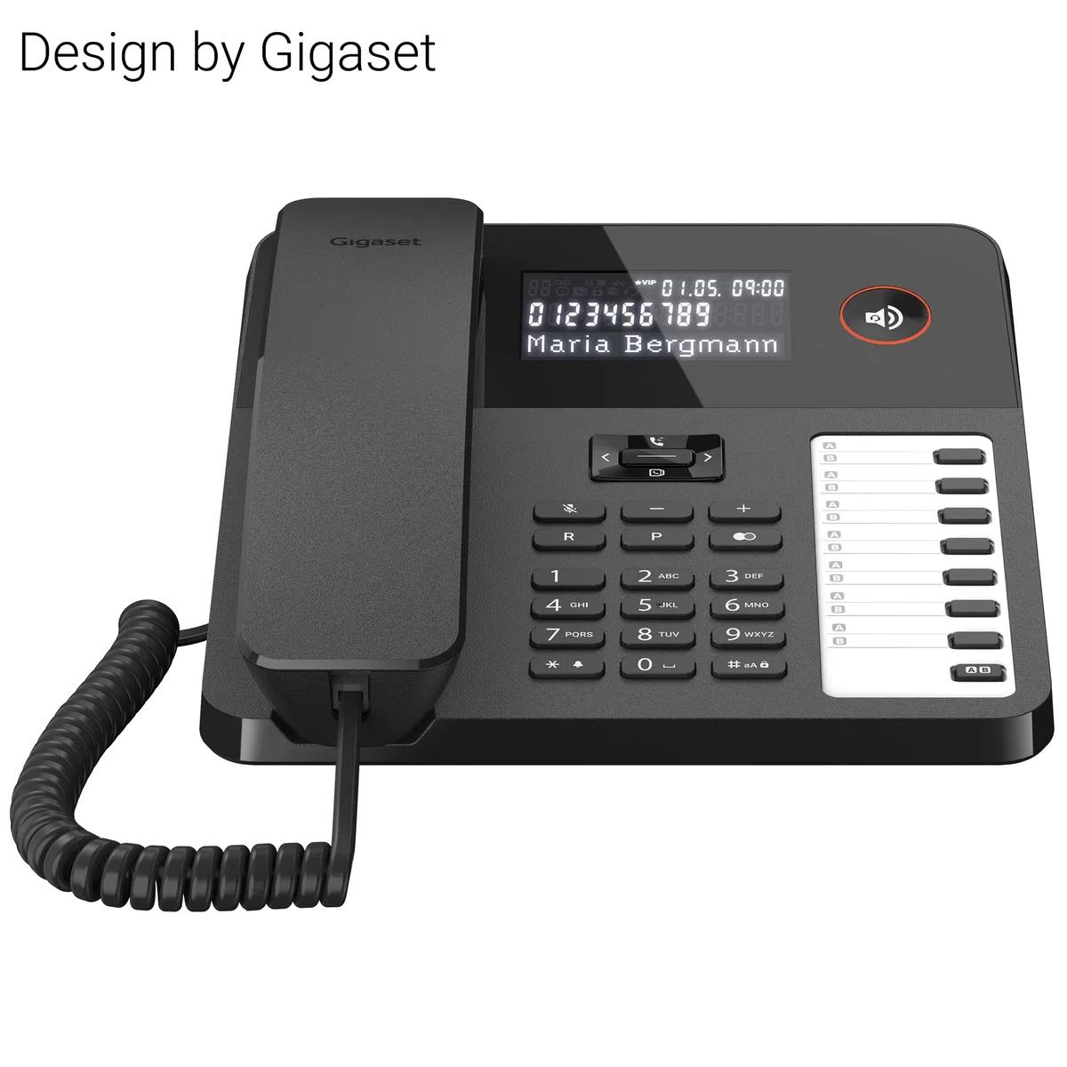 Gigaset Desk 600 - Schnurgebundenes Telefon mit 7 doppelbelegbare Direktwahltasten - Großes LCD-Display - 5 Wege Navigationstaste- Freisprechfunktion - MFV- oder Impulswahl, schwarz [Deutsche Version]