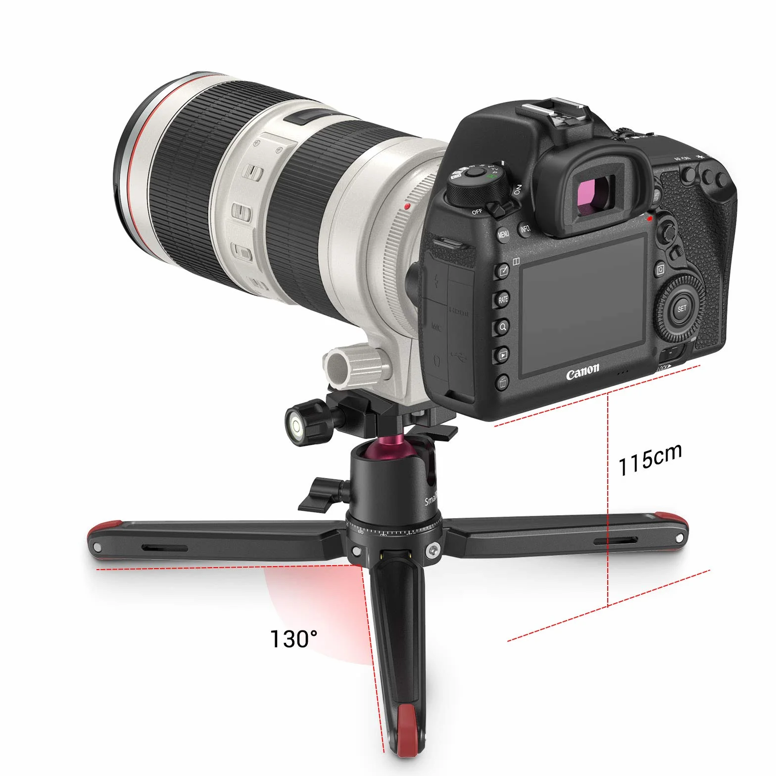 SMALLRIG Kamerastativ Leichtes Mini-Reisestativ aus Aluminium mit 1/4 Schraubbefestigung stativ, Smartphone, DSLR, Maximale Tragfähigkeit 2 kg - 2664