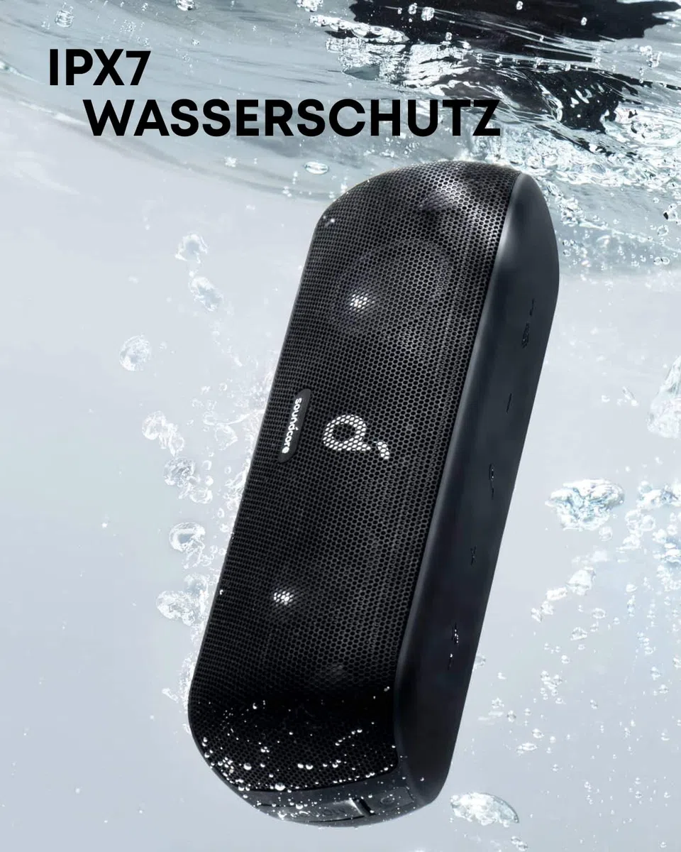 soundcore Motion+ Bluetooth HiFi Lautsprecher mit Hi-Res 30W Audio, Intensiver Bass, Kabelloser, mit App, USB C Konnektivität, Flexibler EQ, 12h Akkulaufzeit, IPX7 Wasserschutz (Schwarz)