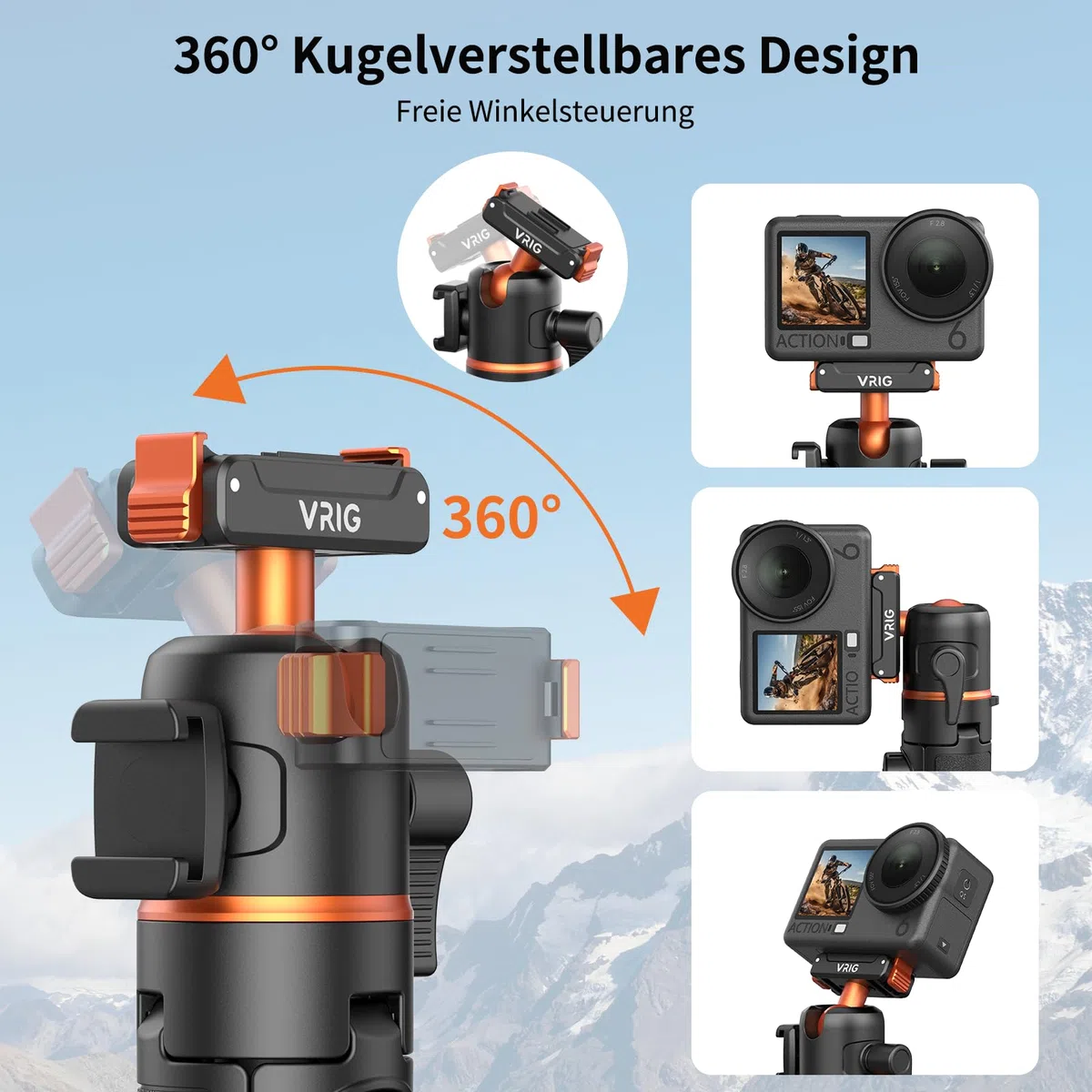 VRIG AC-90S Selfie Stick Stativ für DJI Osmo Action 6/5 Pro/ 4/ Osmo 360 | 55 cm Verlängerungsstab mit Magnetischer-Schnellwechseladapter & Fernbedienung für Vlogs, Live-Übertragungen und Reisen