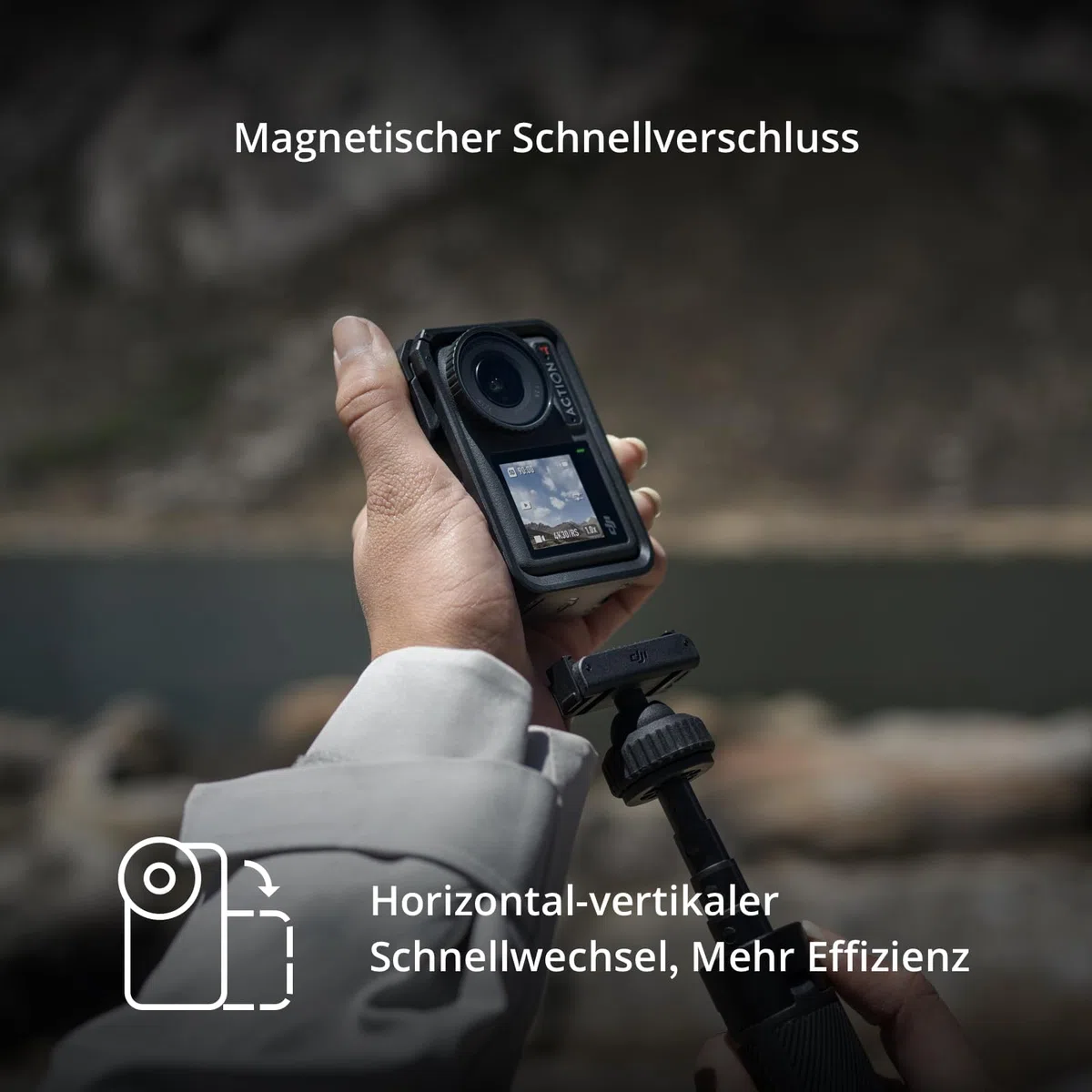 DJI Osmo Action 4 Essential-Combo, 4K/120fps Action Cam mit 1/1,3-Zoll-Sensor, Unterwasserkamera, 10-Bit und D-Log M-Farbleistung, 1.770 mAh Akku